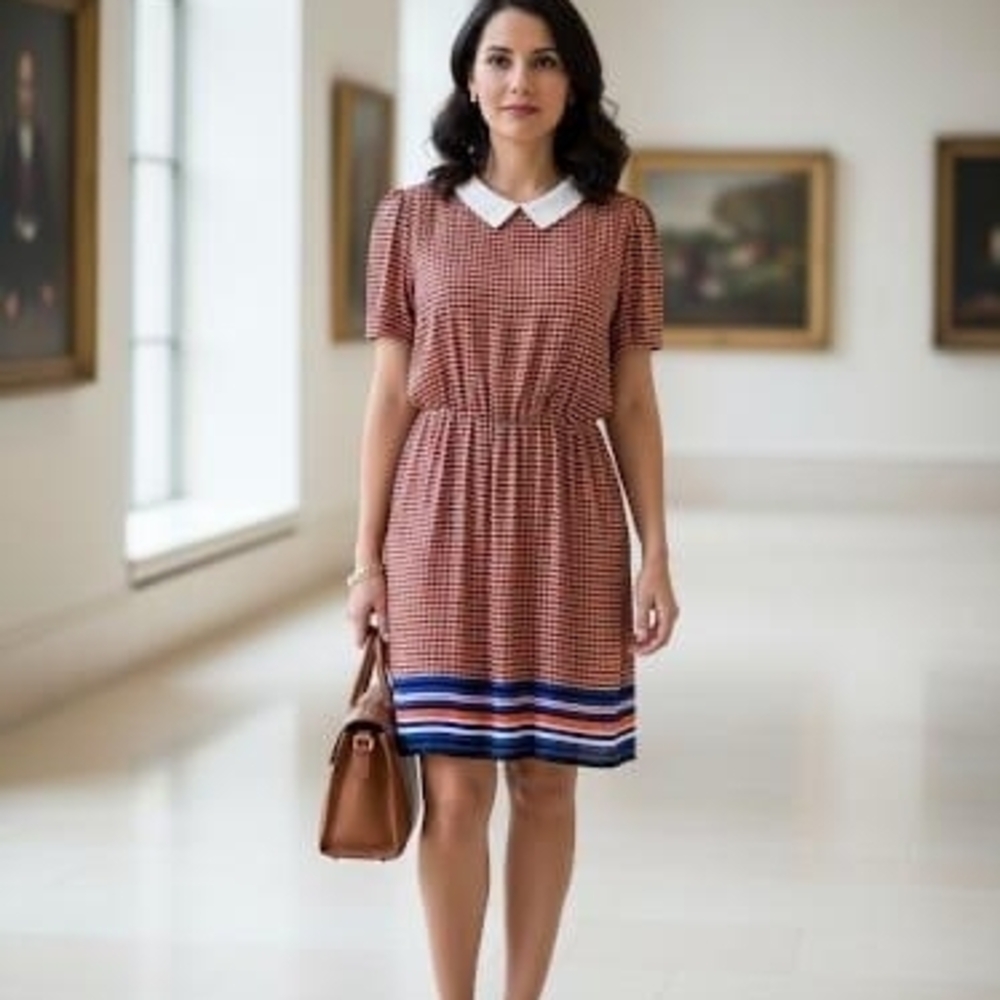 Forever 21 Red Gingham Dress with White Collar